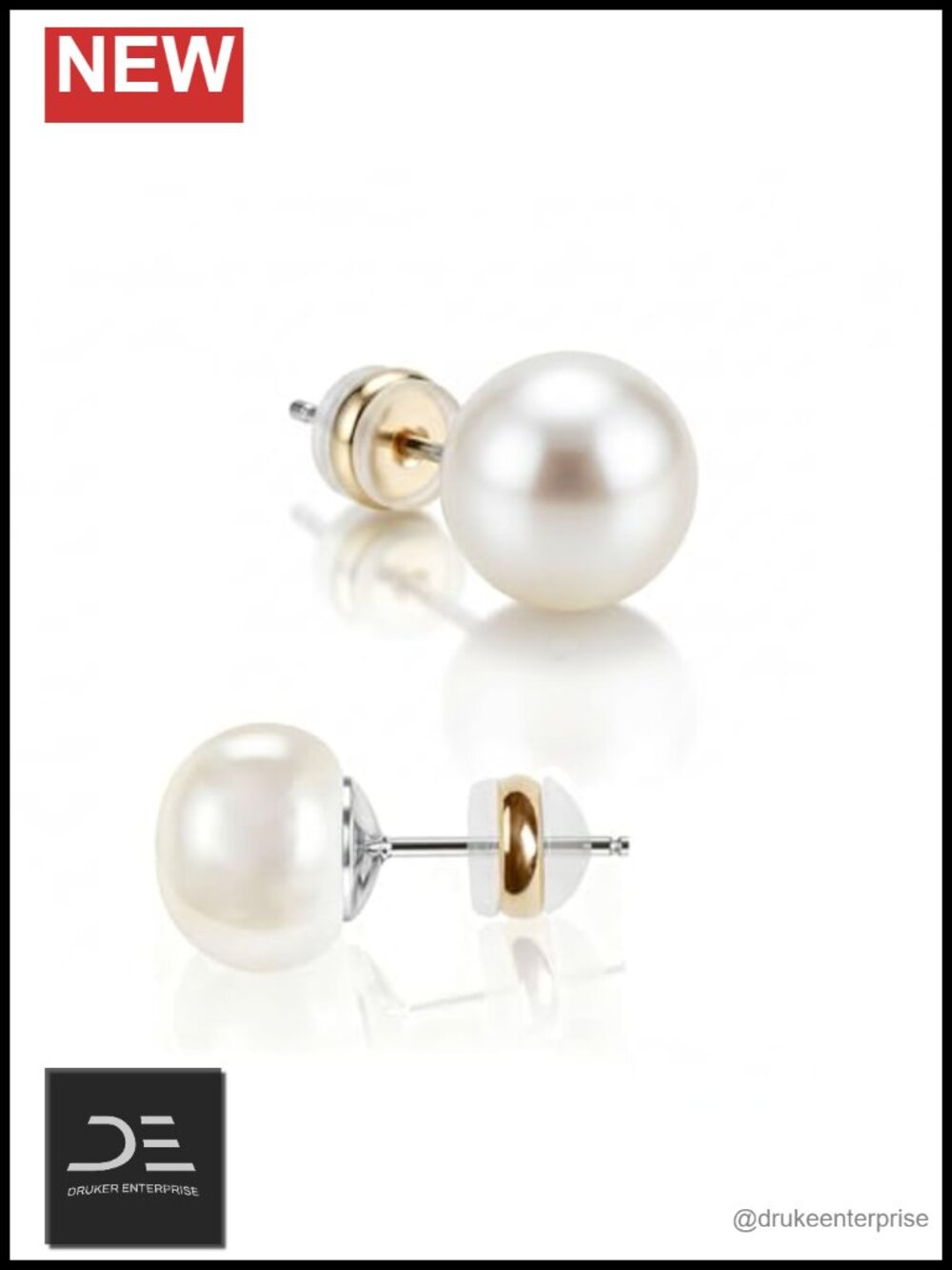 Natural Freshwater Cultured Pearl Stud Earrings 925 Sterling Silver 18K Gold